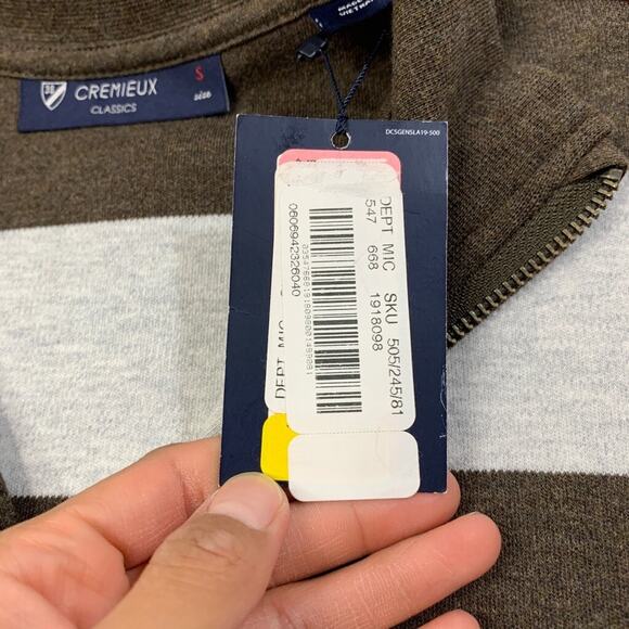 Cremieux Sweater Mens S Small Cotton Classics Striped 1/4 Zip Pullover Rugby - Picture 3 of 10